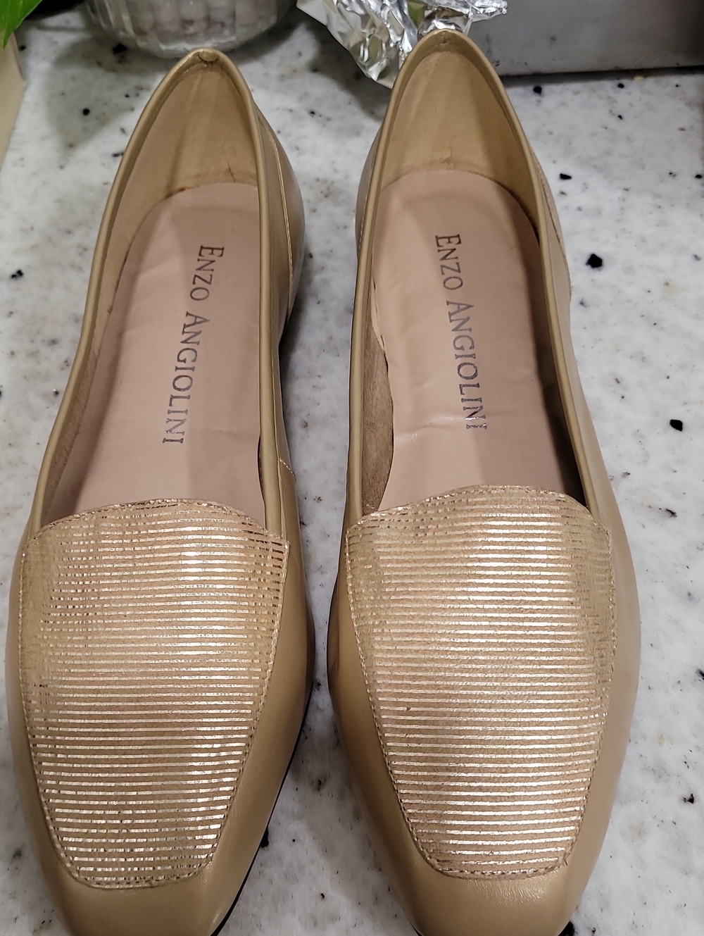 Vintage Enzo Angiolini Gold Ballet Flats Loafers - Picture 2 of 6